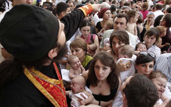 Mass baptism ceremony in Georgia