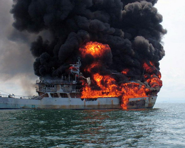 Taiwanese fishing boat catches fire in Malacca Straits