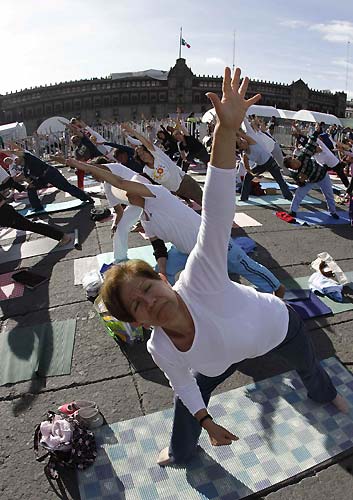 Open air yoga event in Mexico City