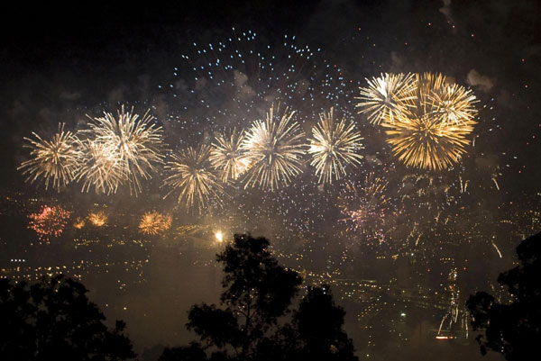 Fireworks mark the bicentennial of Colombian independence