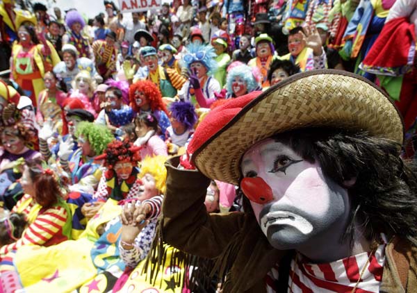 Clown parade in Mexico City