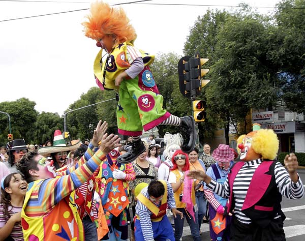 Clown parade in Mexico City