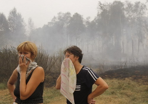 Wildfire burns in Russia