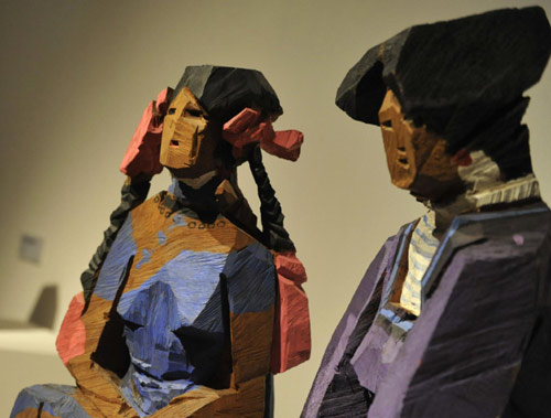 Wooden people exhibit showcases in Beijing