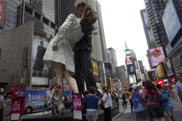 Iconic images recreated in Times Square