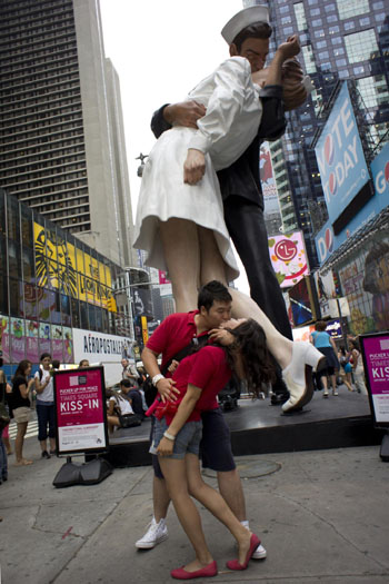 Iconic images recreated in Times Square