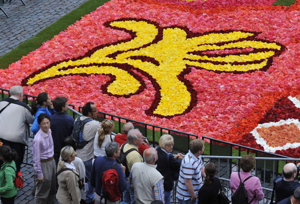 A carpet of flowers laid out in Brussels