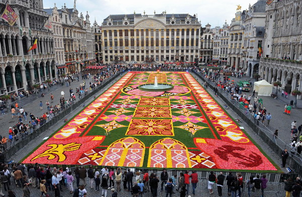 A carpet of flowers laid out in Brussels