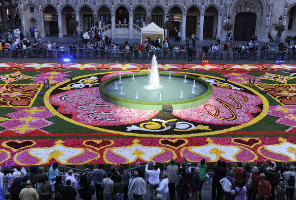 A carpet of flowers laid out in Brussels