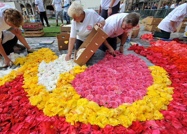 A carpet of flowers laid out in Brussels