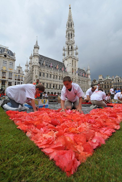 A carpet of flowers laid out in Brussels