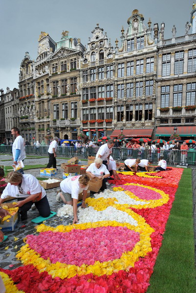 A carpet of flowers laid out in Brussels
