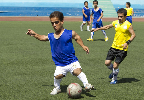 A soccer team of the small ones