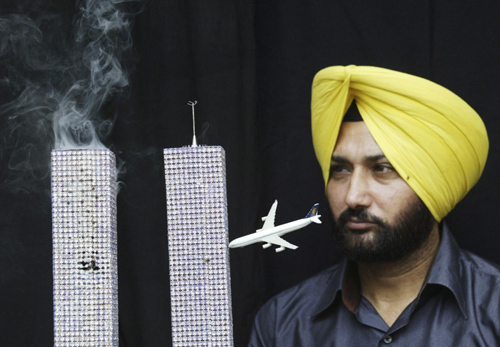 Building models displayed as tribute to 9/11 victims