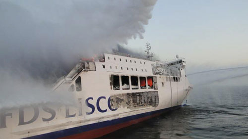 More than 200 rescued from blazing ferry in Baltic Sea