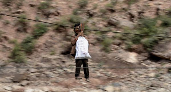 An old way to get around in Tibet