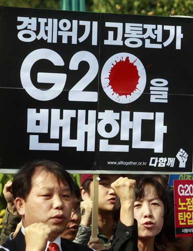 In Seoul, protest waits for G20 leaders