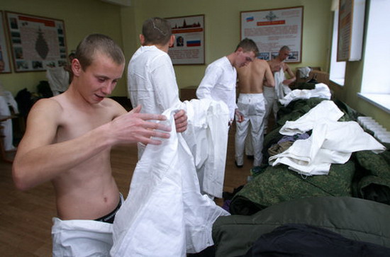 Russia conscripts strip for military medical