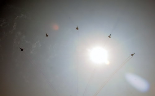 Chinese aerobatic team perform at air display