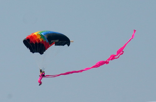 Parachute jumping show at Airshow China 2010
