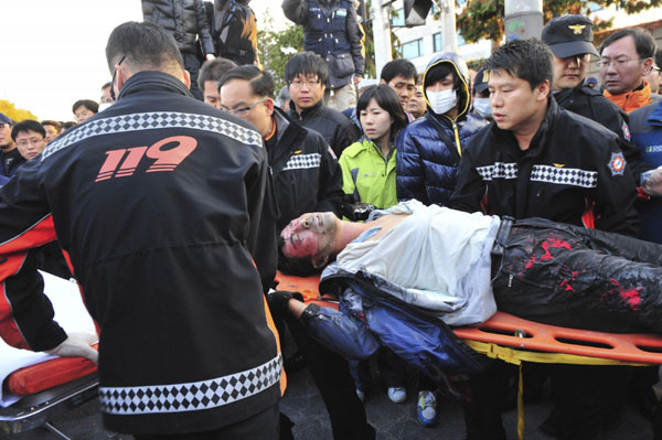 Hyundai's temporary employee burns self in rally