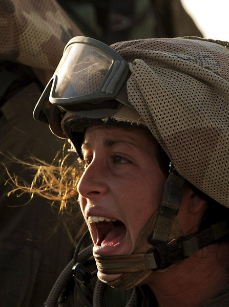 Israeli female soldiers in military drill