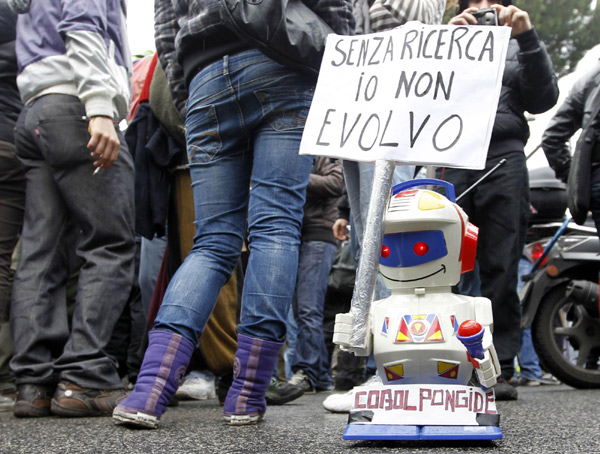 Students protest new university law in Rome