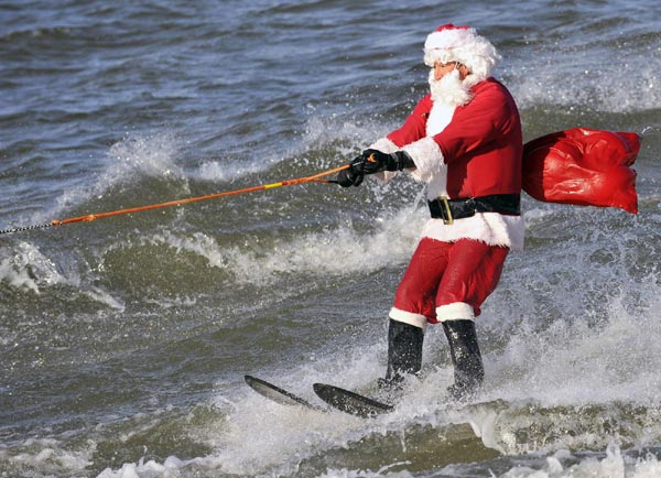 Surfing Santa Claus