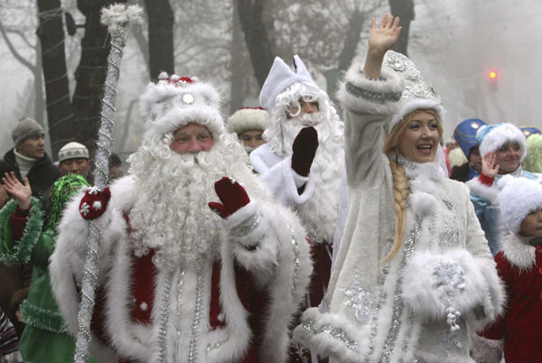 X'mas costume parade in Kyrgyzstan