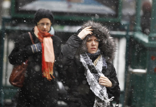 New year's first snow in NY city