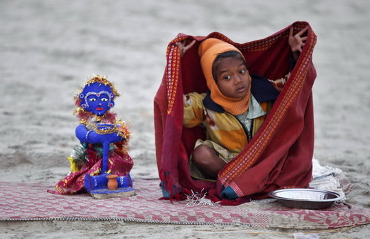 The pilgrims in Hindu pilgrimage trip
