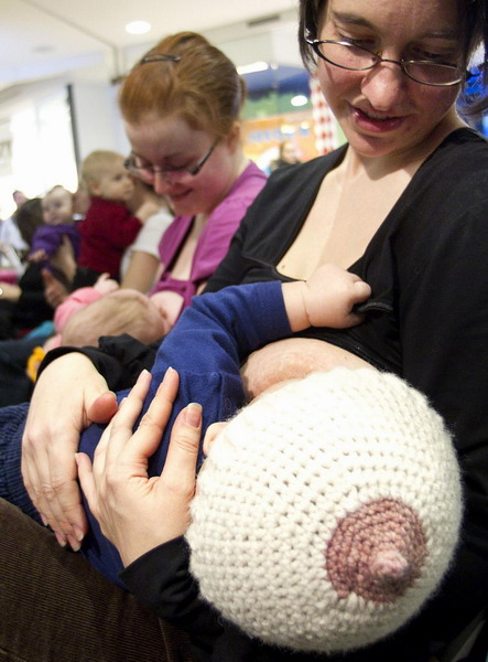 Breast-feeding mothers stage nurse-in