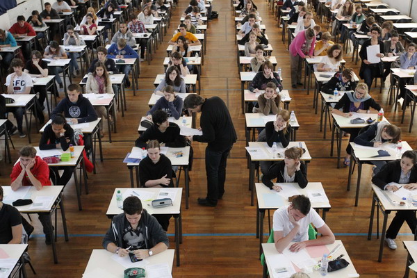 French students sit in for baccalaureate exam