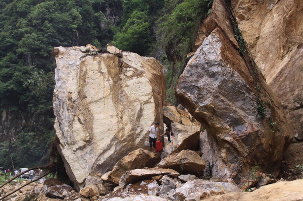 Rockfall holds up traffic in C China county