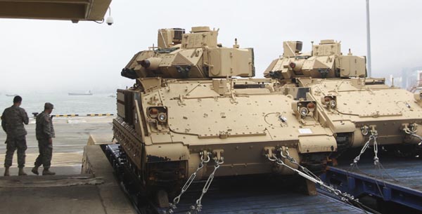 US sends 50 new armored vehicles to South Korea