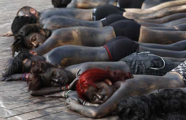 Anti-bullfighting protest in Colombia