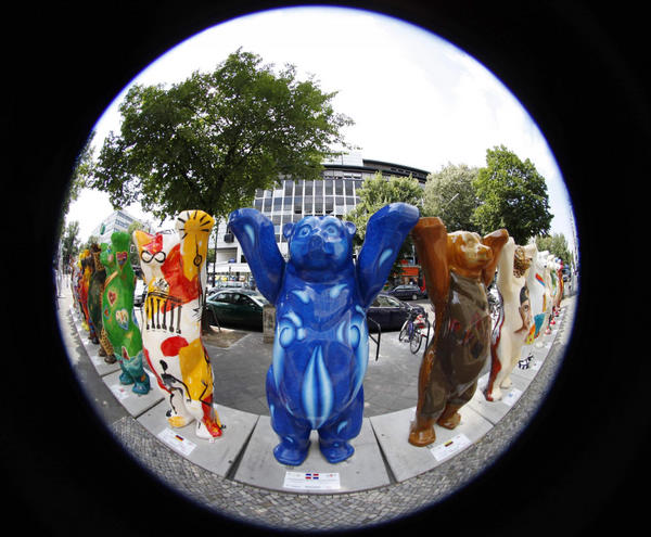 Buddy Bear sculptures are pictured on Kurfuerstendamm Boulevard in Berlin July 12, 2011. Buddy Bear sculptures on displayed in Berlin