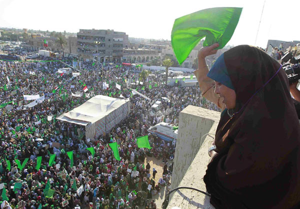 Town rally for Libyan leader Gadhafi