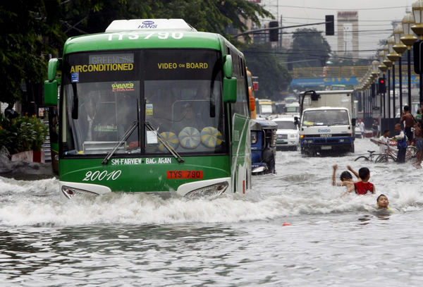 Floods due to Typhoon swamp Manila