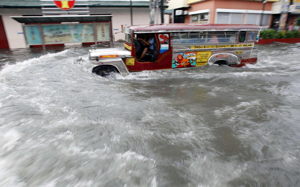 Floods due to Typhoon swamp Manila