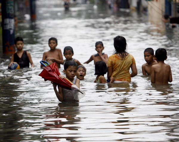Floods due to Typhoon swamp Manila