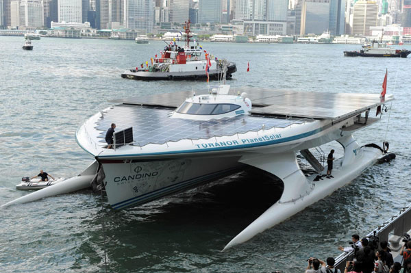 Solar-powered catamaran arrives in HK