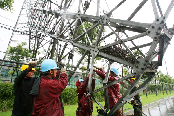 Power pylons blown apart by wind in E China