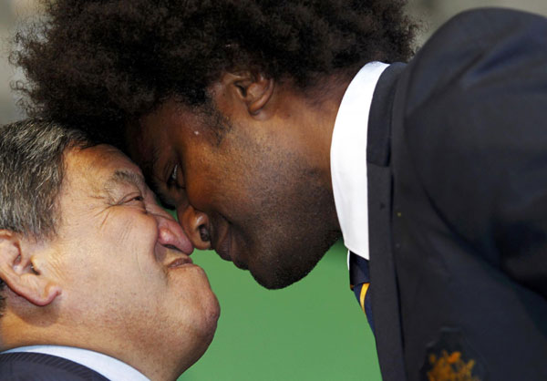 Hongi greeting ahead of Rugby World Cup