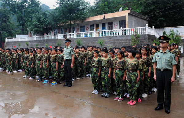 Pupils in military training