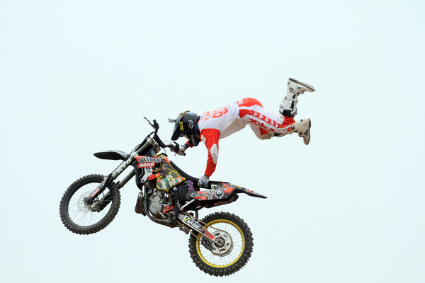 Riders perform air borne tricks