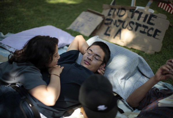 Occupy LA protest camp in Los Angeles