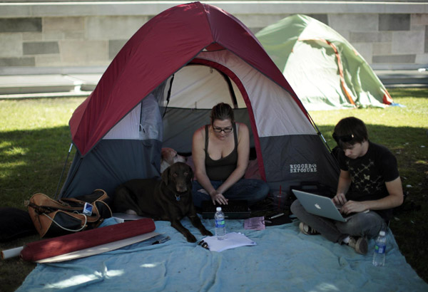 Occupy LA protest camp in Los Angeles