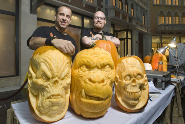 Pumpkins make faces as Halloween comes