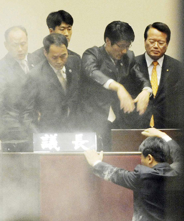 Clash at the National Assembly in Seoul